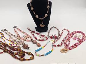 Beautiful Hand-Crafted Jewelry with Wire-Wrapped Stone & Glass Pendants- 20 Pieces