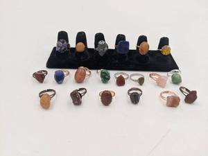20 Lovely Hand-Crafted Adjustable Rings with Stones & Glass