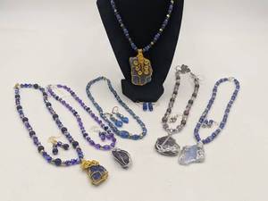 Stunning 12-Piece Hand-Crafted Jewelry Collection- Chalcopyrite, Geodes & More