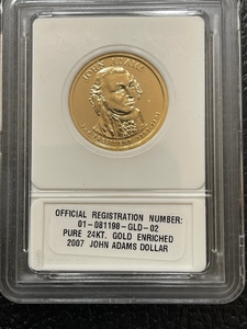 2007 John Adams Dollar 24K Gold Enriched