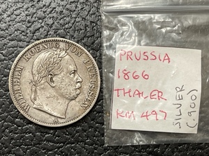 1866 Prussia Silver Coin 90%
