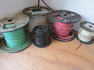 Spools of wire. Five spools 12ga...