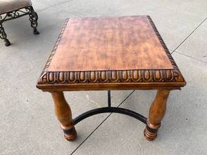 lot 8 image: Wood and Metal End Table