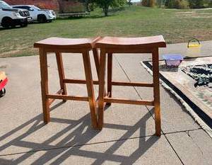 lot 47 image: Wood slab stools