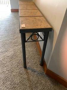 lot 191 image: Set of Three Metal and Stoneware Tile Tables