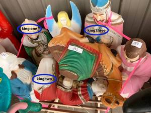 lot 133 image: Manger Scene Light Up Blow Mold Holiday Decoration