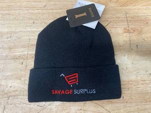lot 58 image: SAVAGE SURPLUS Embroidered Winter Stocking Hat (Black with Red and Gray Stitching)