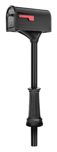 lot 62 image: ARCHITECTURAL MAILBOXES Roxbury Black, Large Steel Post Mount Mailbox and Premium Steel Post Combo