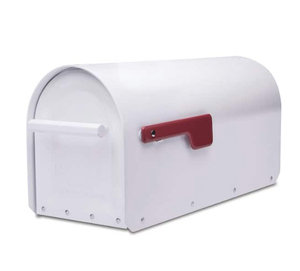 lot 68 image: ARCHITECTURAL MAILBOXES Sequoia White, Large, Steel, Heavy Duty Post Mount Mailbox