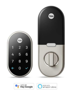 lot 25 image: GOOGLE Nest x Yale Lock - Tamper-Proof Smart Deadbolt Lock with Nest Connect - Satin Nickel