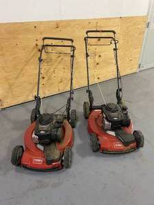 lot 117 image: TORO Lot of 2- Recycler Gas High Wheel Lawn Mowers- 22 150 cc