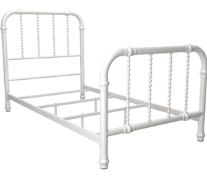 lot 106 image: DHP Jenny Lind Kids Metal Bed Frame with Country Chic Headboard and Footboard, Underbed Storage Space for Toys, Twin, White