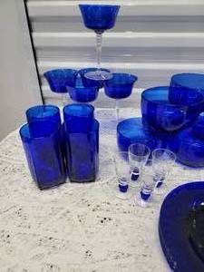 lot 63 image: Cobalt Blue Dinnerware & Stemware Service