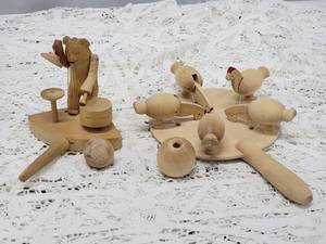 lot 70 image: Folk Art Wooden Childrens Toys