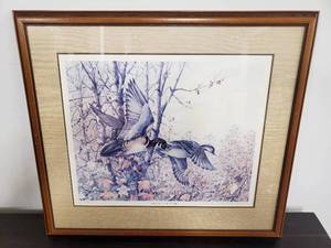 lot 65 image: Signed And Numbered Chris B. Christanson Print Summers End - Wood Ducks Print
