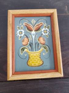 lot 164 image: Framed Rosemaling Art