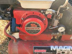 Sanborn magna force air compressor with Honda 5.0 hp gas motor