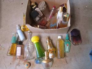 Box lot of vintage Avon bottles alo...