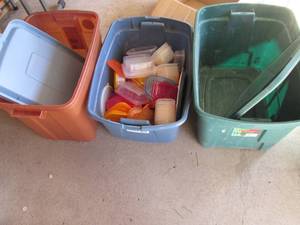 Tote full assorted food storage con...
