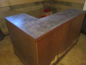 L-shaped bar with tile top 73.54...