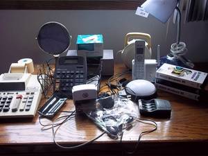 Adding machine, calculators, desk l...