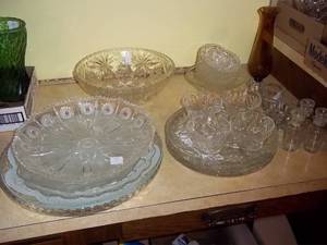Crystal punch bowl and cups, crysta...