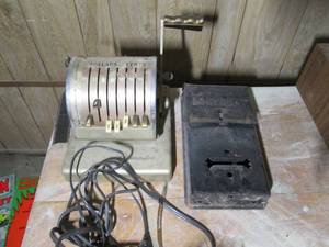 Vintage adding check printer and mail box...