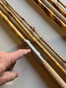 lot 112 image: 2 Vintage cane poles, one has a ree...