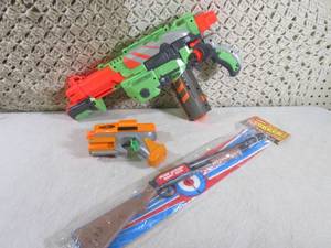 lot 91 image: (G-1) 2 Nerf Guns and Cork Gun...