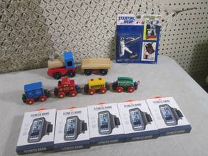lot 93 image: (BS) Toy Wood Train Cars Fitness Ba...