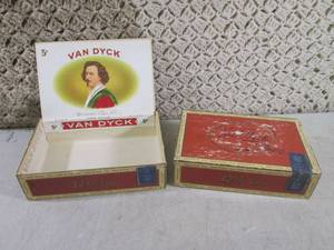 lot 113 image: (CSB) 2 Vintage Van Dyck Cigar Boxe...