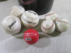 lot 115 image: (F-2) Bucket with 15 Base Balls, 17...