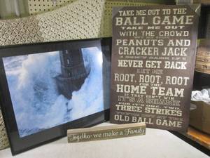 lot 116 image: (C-2) Wall Decor Baseball Theme Lig...