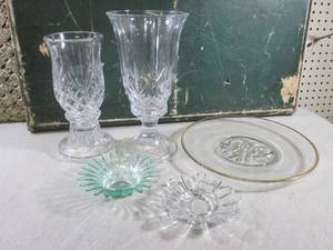 lot 146 image: (F-3) 2 Large Crystal 2pc Candle Ho...