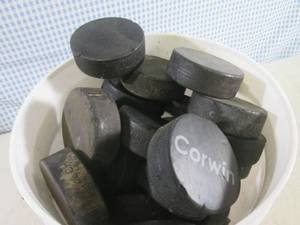 lot 168 image: (CS) 40 Hockey Pucks in Bucket...