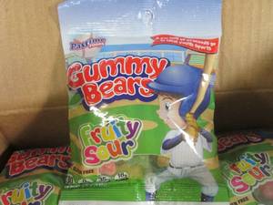 lot 208 image: (B-1) 24 - 5oz Bags Fruity Sour Gum...