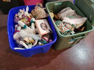 lot 102 image: (2) Totes Full of Holiday Dcor - Mostly Christmas and Easter - NO SHIPPING