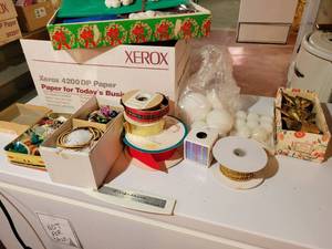 lot 107 image: Box of Vintage Christmas Craft Supplies and More