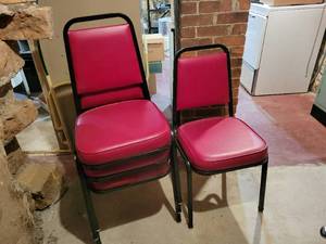 lot 128 image: Set of (4) Metal Padded Stacking Chairs - NO SHIPPING