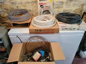 lot 136 image: Romex Copper Wire and Electrical Supplies - Includes 12-3, 12-2 and 14-2 - NO SHIPPING