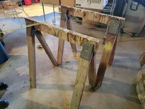 lot 227 image: Pair of Wood Sawhorses - NO SHIPPING