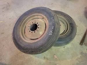 lot 239 image: Pair of 6.00-16 front Tractor Tires and Rims - Universal Rims - NO SHIPPING