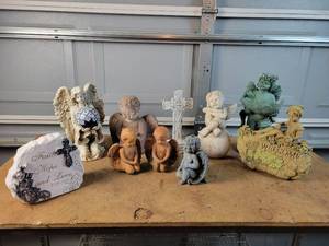 lot 295 image: Large Lot of Cherub and Angel outdoor Statues - Tallest is Approx. 13 - NO SHIPPING