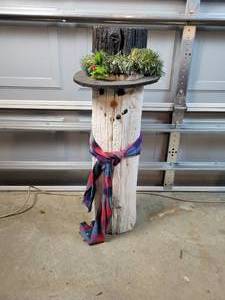 lot 312 image: Snowman made from old Telephone Pole - Approx. 36 Tall - NO SHIPPING