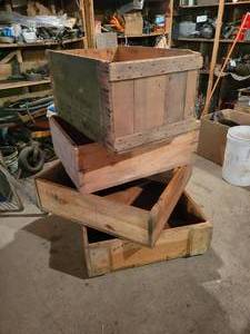lot 319 image: Lot of (4) Vintage Wood Crates - Approx. 33x27x9, 31x29x9, 29x23x10 and 29x19x14 - NO SHIPPING