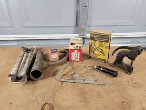lot 392 image: Drill Bit Grinding Attachment, Log Turner, Antique Greaser, Ridge Reamer and More