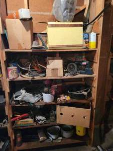 lot 393 image: Contents of (5) Shelves - Garage Supplies, Steel, Parts and More - NO SHIPPING