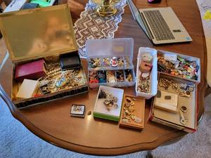 lot 23 image: Large Lot of Assorted Costume Jewelry, Sterling Silver MACK Bulldog Earrings, and MORE