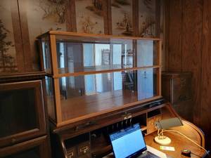lot 63 image: Glass Display Case with Shelf and Mirror - NO SHIPPING