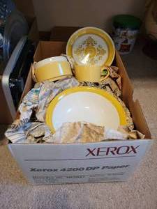 lot 67 image: Set of Vintage YellowGold Stoneware Dishes - NO SHIPPING